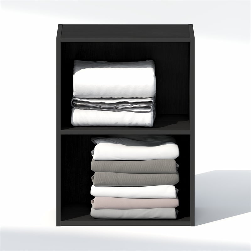 Furinno REED 2-Tier Closet Organizers/Storage with Open Shelf. Blackwood