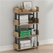 Furinno TURN-N-TUBE 4-Tier Round Corner Top Edges Bookcases. Flagstaff Oak