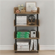 Furinno TURN-N-TUBE 4-Tier Round Corner Top Edges Bookcases. Flagstaff Oak