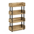 Furinno TURN-N-TUBE 4-Tier Round Corner Top Edges Bookcases. Flagstaff Oak