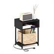 Furinno MORETTI 3-Tier Nightstand. USB & Type-C Charging Port. Americano