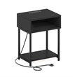 Furinno MORETTI 3-Tier Nightstand. USB & Type-C Charging Port. Americano