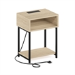 Furinno MORETTI 3-Tier Nightstand. USB & Type-C Charging Port. Bauhaus Oak