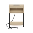 Furinno MORETTI 3-Tier Nightstand. USB & Type-C Charging Port. Bauhaus Oak