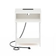 Furinno MORETTI 3-Tier Nightstand. USB & Type-C Charging Port. White