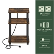 Furinno JUST 3-Tier Nightstand. USB & Type-C Charging Port. Amber Pine