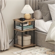 Furinno JUST 3-Tier Nightstand. USB & Type-C Charging Port. Flagstaff Oak