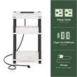 Furinno JUST 3-Tier Nightstand. USB & Type-C Charging Port. Marble White