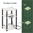 Furinno JUST 3-Tier Nightstand. USB & Type-C Charging Port. Marble White