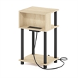 Furinno JUST 3-Tier Nightstand with USB & Type-C Charging Port. Bauhaus Oak