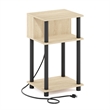 Furinno JUST 3-Tier Nightstand with USB & Type-C Charging Port. Bauhaus Oak