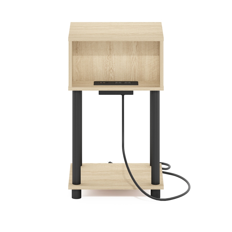 Furinno JUST 3-Tier Nightstand with USB & Type-C Charging Port. Bauhaus Oak