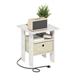 Furinno ANDREY Nightstand with USB & Type-C Charging Port. Marble White