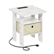 Furinno ANDREY Nightstand with USB & Type-C Charging Port. Marble White