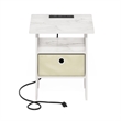 Furinno ANDREY Nightstand with USB & Type-C Charging Port. Marble White