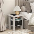 Furinno ANDREY Nightstand with USB & Type-C Charging Port. Marble White