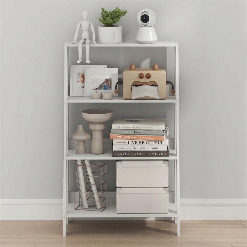 Furinno LADDER 4-Tier Ladder Bookcase. Storage Shelves. Storage Rack. White