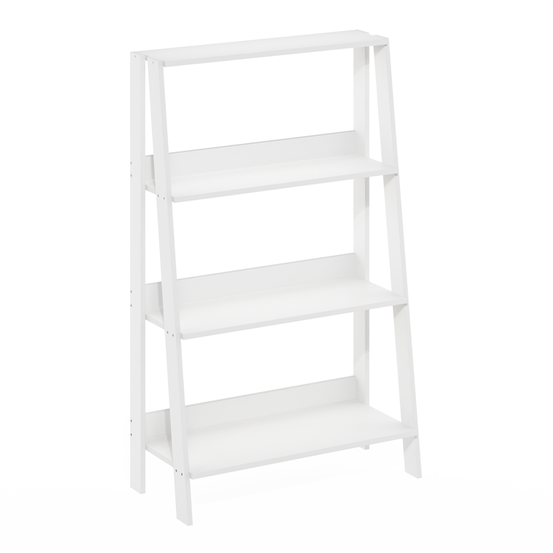Furinno LADDER 4-Tier Ladder Bookcase. Storage Shelves. Storage Rack. White