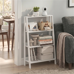Furinno LADDER 4-Tier Ladder Bookcase. Storage Shelves. Storage Rack. White