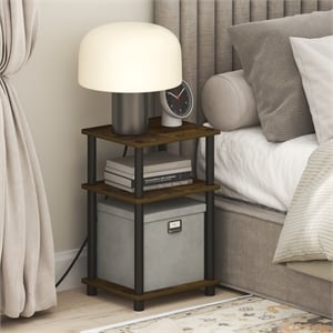 Furinno JUST 3-Tier Nightstand with USB & Type-C Charging Port. Amber Pine