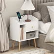 Furinno CLAUDE Mid Century Nightstand. USB & Type-C Charging Port. White