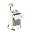Furinno TIDUR Drawer Nightstand with USB & Type-C Charging Port. White