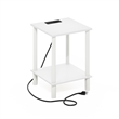 Furinno TURN-N-TUBE 2-Tier Nightstand. USB & Type-C Charging Port. White