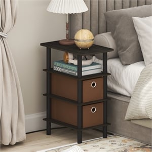 Furinno TURN-N-TUBE 4-Tier Nightstand. USB & Type-C Charging Port. Espresso