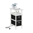Furinno TURN-N-TUBE 4-Tier Nightstand. USB & Type-C Charging Port. White