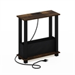 Furinno TURN-S-TUBE 2-Tier Nightstand. USB & Type-C Charging. Amber Pine