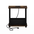 Furinno TURN-S-TUBE 2-Tier Nightstand. USB & Type-C Charging. Amber Pine
