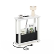 Furinno TURN-S-TUBE 2-Tier Nightstand. USB & Type-C Charging Port. White