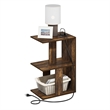 Furinno BOYATE 2-Tier End Table with USB & Type-C Charging Port. Amber Pine