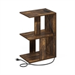 Furinno BOYATE 2-Tier End Table with USB & Type-C Charging Port. Amber Pine