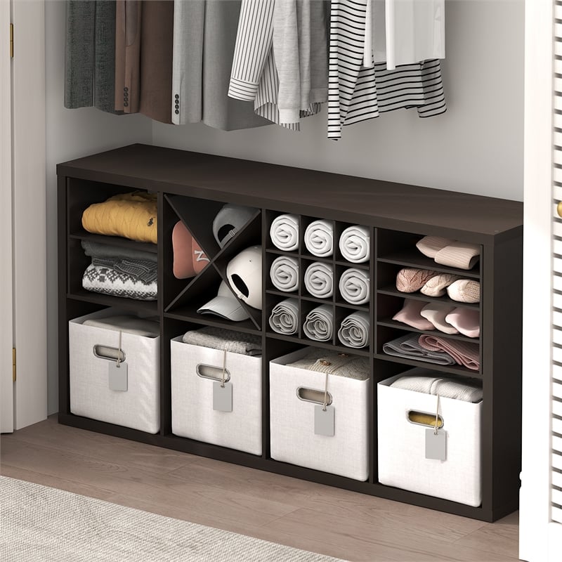 Furinno CUBICLE 3-Shelf Cube Insert. Dark Oak (Does Not Fit IKEA Kallax)