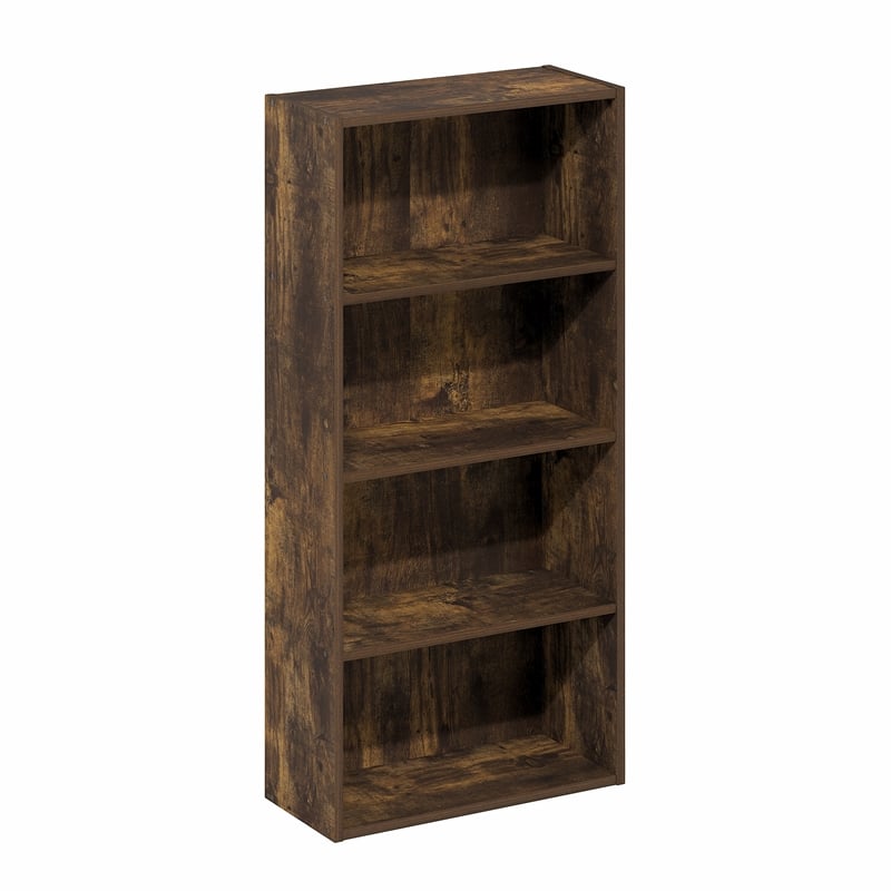 Furinno BASIC 4-Tier CD Rack & DVD Shelf. 7 x 17 x 35. Amber Pine