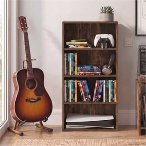 Furinno BASIC 4-Tier CD Rack & DVD Shelf. 7 x 17 x 35. Amber Pine