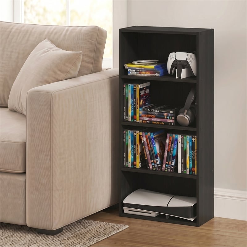 Furinno BASIC 4-Tier Open Shelf CD Rack & DVD Shelf. 7 x 17 x 35. Espresso