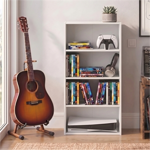 Furinno BASIC 4-Tier Open Shelf CD Rack & DVD Shelf. 7 x 17 x 35. White