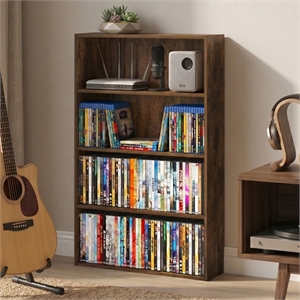 Furinno BASIC 4-Tier CD Rack & DVD Shelf. 6 x 24 x 35. Amber Pine