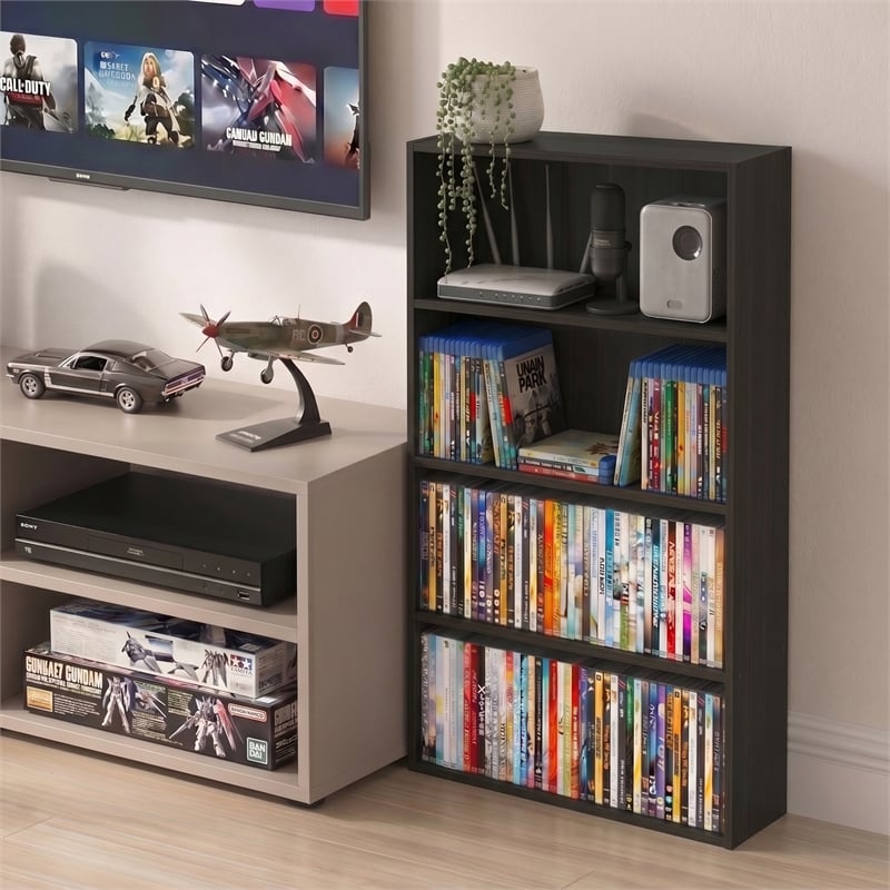 Furinno BASIC 4-Tier Open Shelf CD Rack & DVD Shelf. 6 x 24 x 35. Espresso