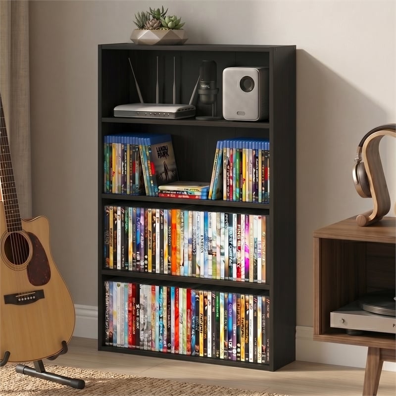Furinno BASIC 4-Tier Open Shelf CD Rack & DVD Shelf. 6 x 24 x 35. Espresso