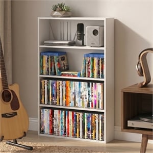 Furinno BASIC 4-Tier Open Shelf CD Rack & DVD Shelf. 6 x 24 x 35. White