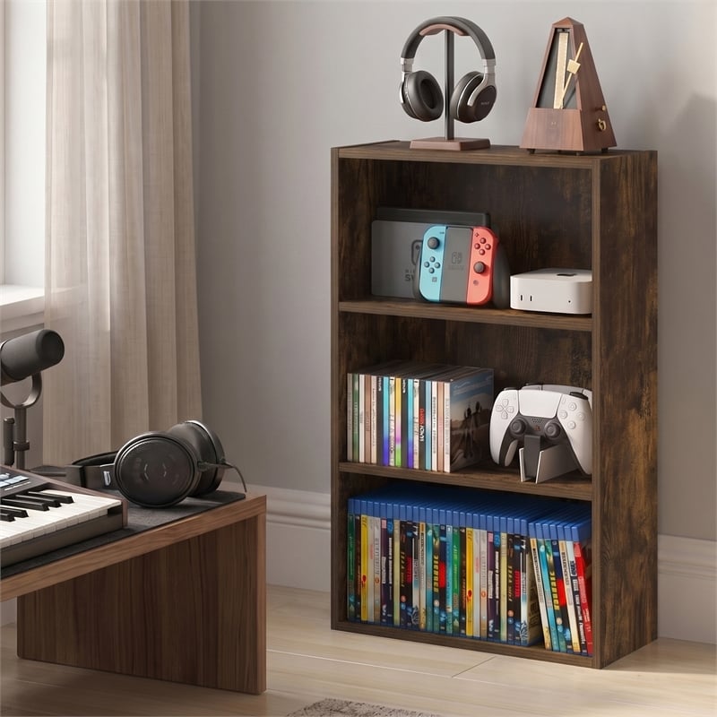 Furinno BASIC 3-Tier Cube Storage Organizer. 7 x 17 x 26. Amber Pine