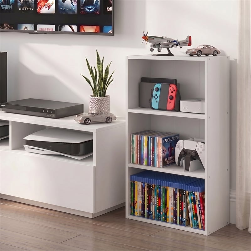 Furinno BASIC 3-Tier Cube Storage Organizer Open Shelf. 7 x 17 x 26. White