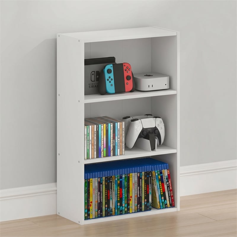 Furinno BASIC 3-Tier Cube Storage Organizer Open Shelf. 7 x 17 x 26. White