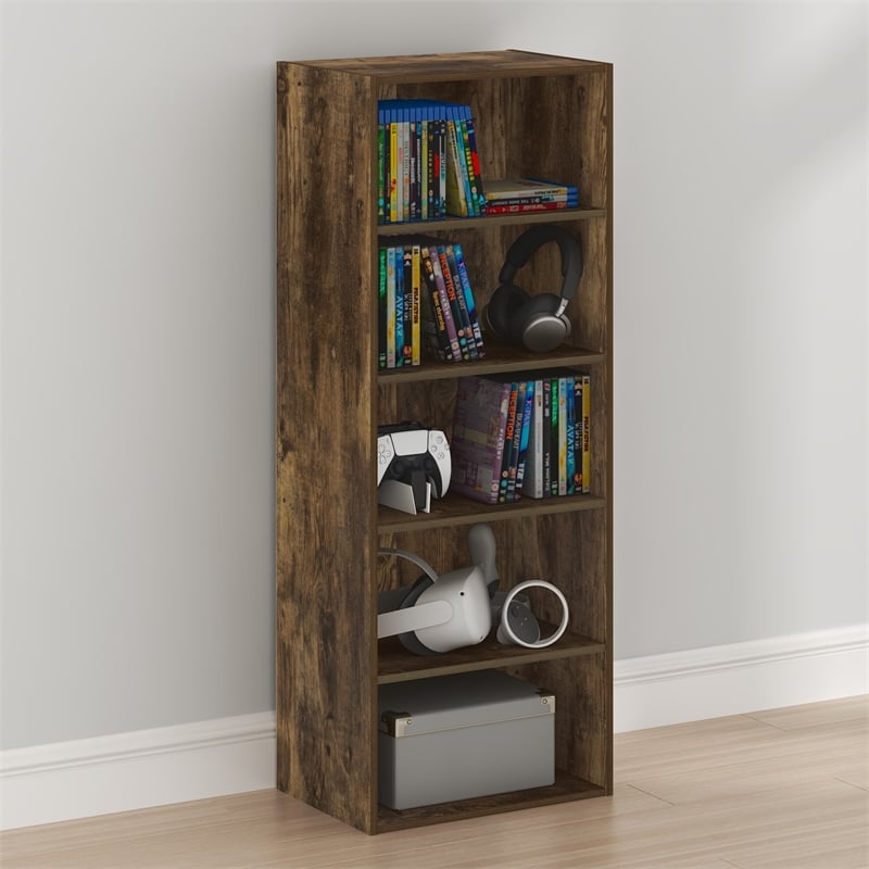 Furinno BASIC 5-Tier Cube Storage Organizer. 11 x 17 x 44. Amber Pine