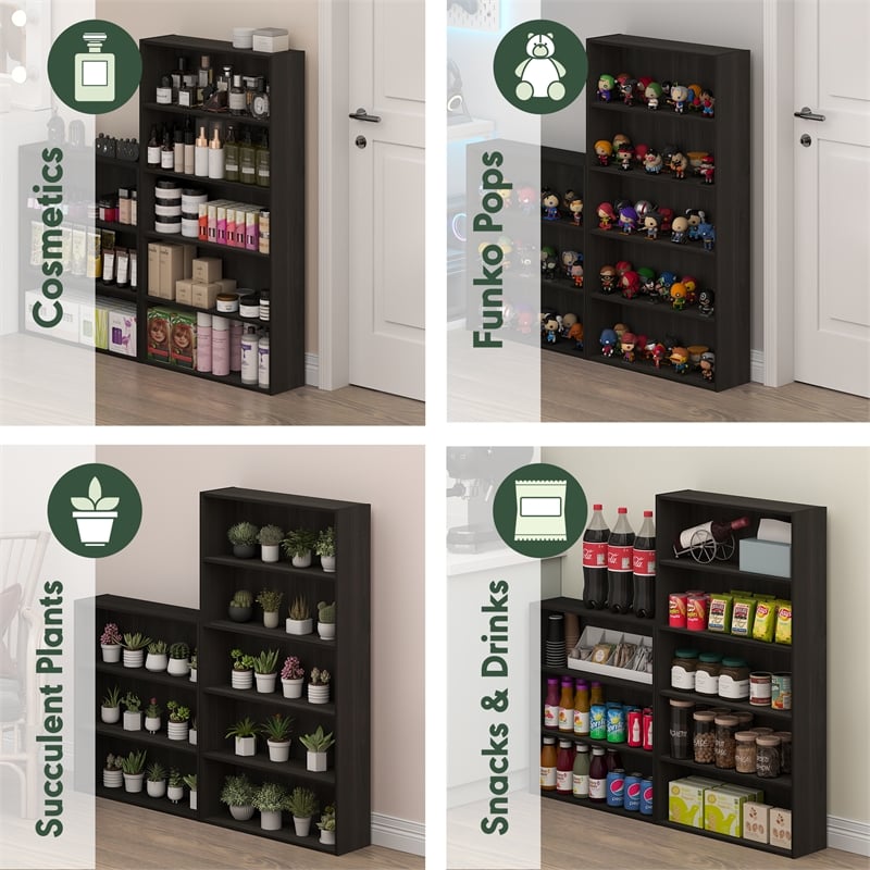 Furinno BASIC 5-Tier Cube Storage Organizer. 7 x 24 x 44. Espresso