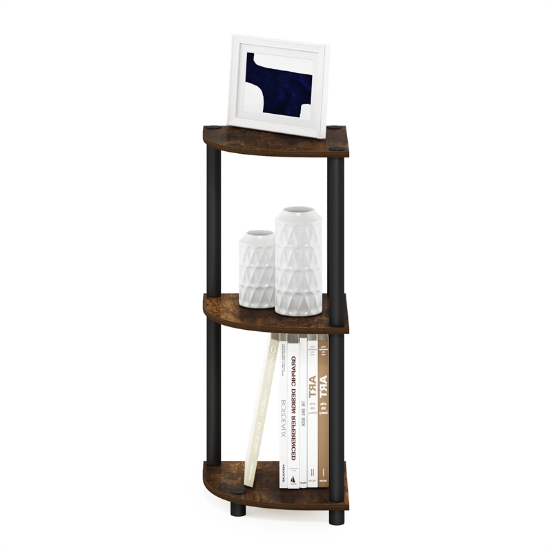 Furinno Turn-N-Tube 3-Tier Toolless Corner Closet Organizers. Amber Pine