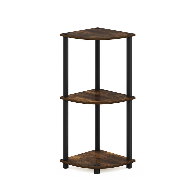 Furinno Turn-N-Tube 3-Tier Toolless Corner Closet Organizers. Amber Pine